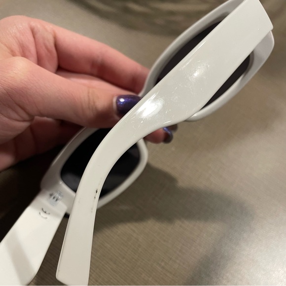 White Rectangular Sunglasses - Picture 4 of 6